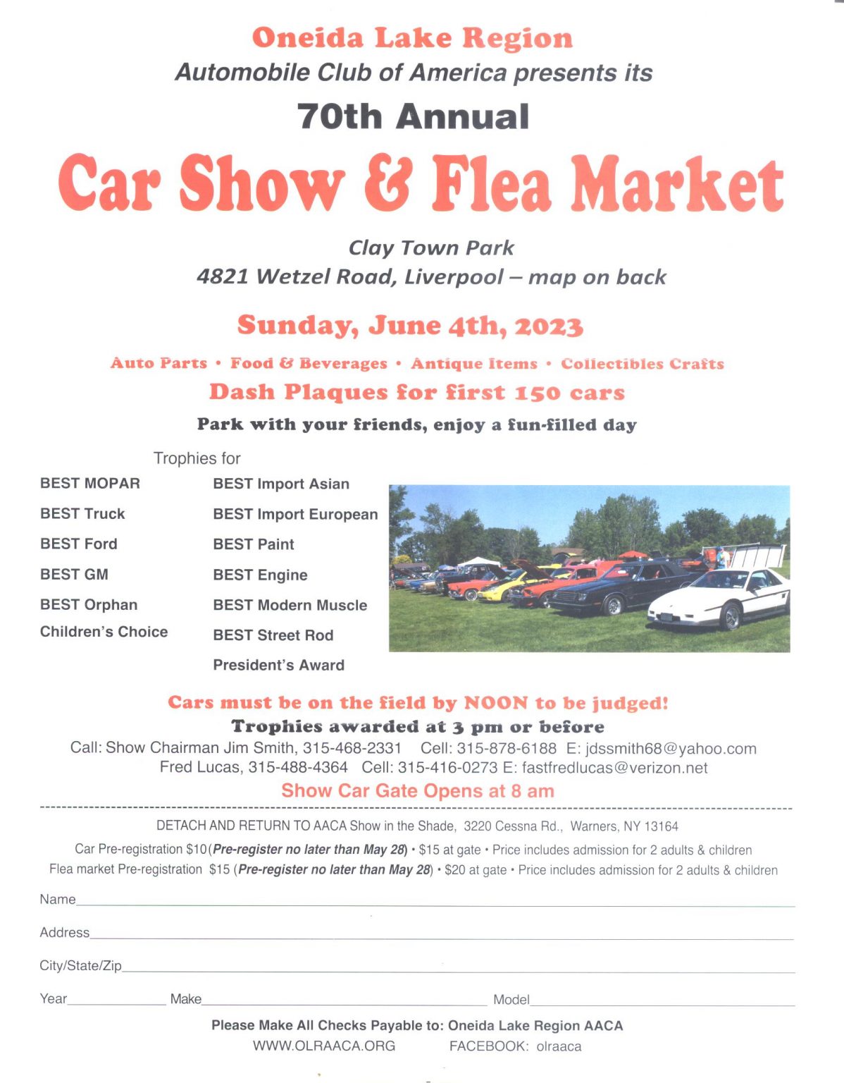 Annual Car Show Oneida Lake Region chapter of the Antique Automobile